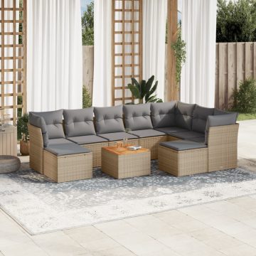   Patio Sofa Set 9-személyes Keverék bézs és világos szürke