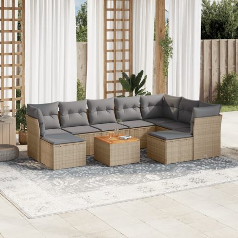 Patio Sofa Set 9-személyes Keverék bézs és világos szürke