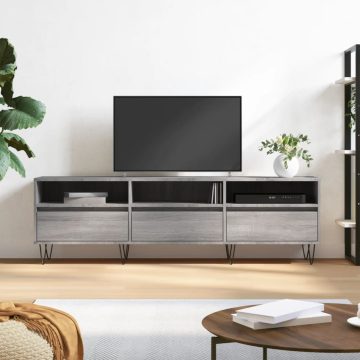   Szürke sonoma színű szerelt fa TV-szekrény 150x30x44,5 cm