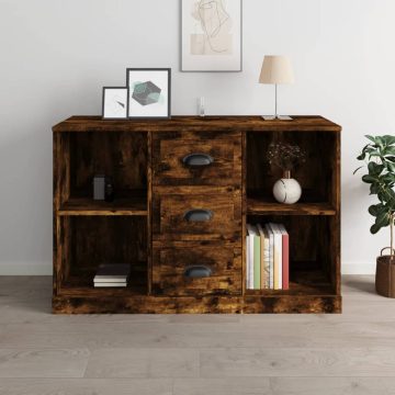   Füstös tölgy színű szerelt fa tálalószekrény 104,5x35,5x67,5 cm