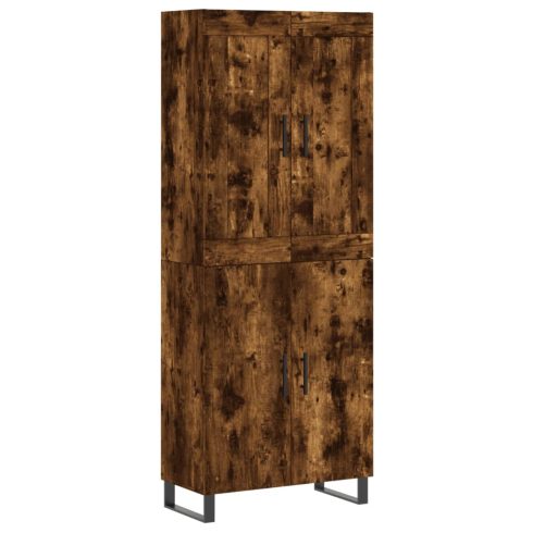 Füstös tölgy színű szerelt fa magasszekrény 69,5 x 34 x 180 cm