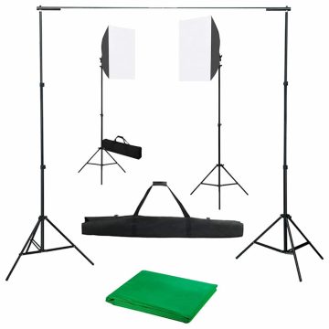  Fotóstúdió-felszerelés softbox lámpákkal és háttérrel