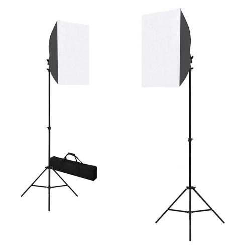 Fotóstúdió-felszerelés softbox lámpákkal és háttérrel