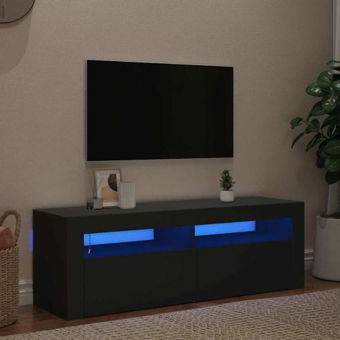Fekete TV-szekrény LED-világítással 120 x 35 x 40 cm