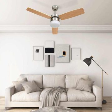   Világosbarna mennyezeti ventilátor fénnyel/távirányítóval 108cm