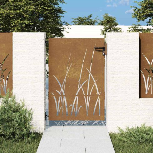 Fűmintás corten acél kerti kapu 85 x 125 cm
