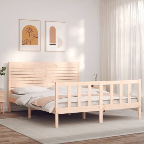Tömör fenyőfa ágy matrac nélkül 160 x 200 cm