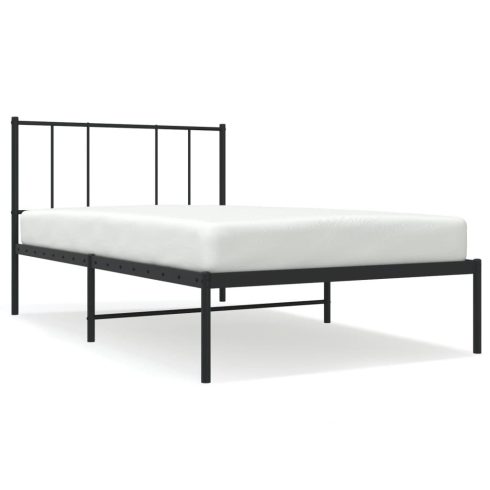 Fekete fém ágykeret fejtámlával 90 x 200 cm