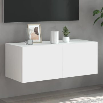  Fehér falra szerelhető TV-szekrény LED-lámpákkal 80x35x31 cm