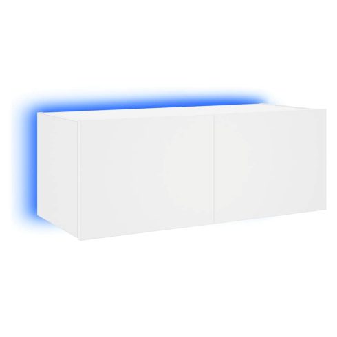 Fehér falra szerelhető TV-szekrény LED-lámpákkal 80x35x31 cm