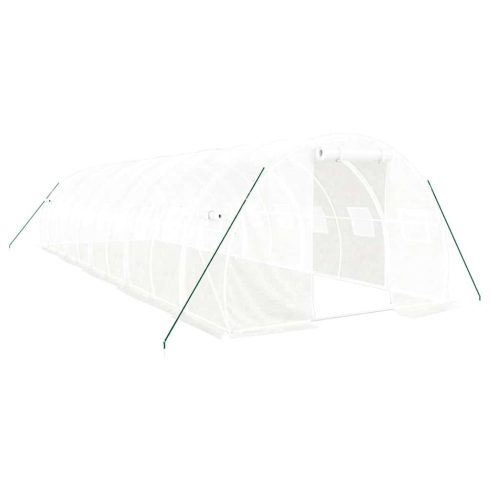 Fehér acélvázas melegház 30 m² 10x3x2 m