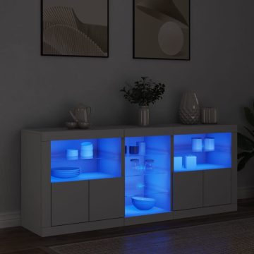   Fehér tálalószekrény LED-világítással 162 x 37 x 67 cm