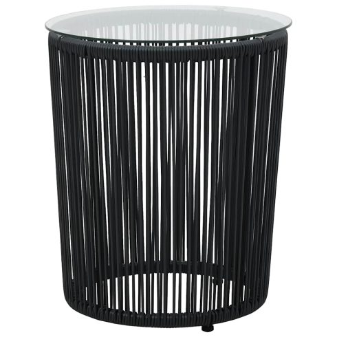 3 darabos fekete PE rattan bisztrószett párnával
