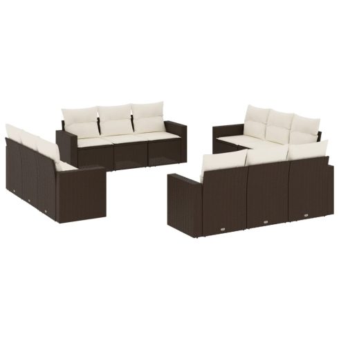 12 részes barna polyrattan kerti ülőgarnitúra párnákkal