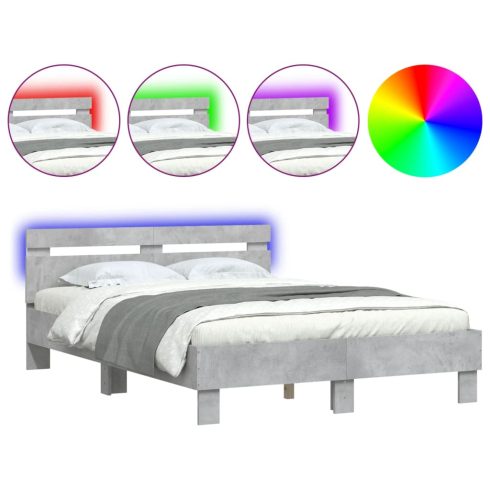Betonszürke ágykeret fejtámlával és LED-del 120x190 cm