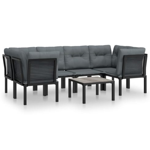 7 részes fekete-szürke polyrattan kerti ülőgarnitúra
