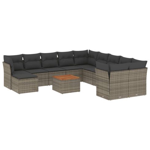 12 részes szürke polyrattan kerti ülőgarnitúra párnákkal