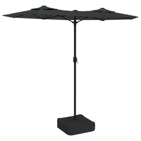 Antracitszürke dupla tetős LED-es napernyő 316x145 cm