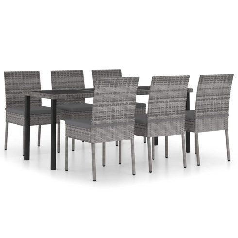 7 részes szürke polyrattan kerti étkezőgarnitúra
