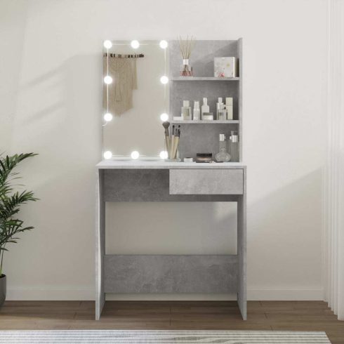 Betonszürke fésülködőasztal LED-del 74,5 x 40 x 141 cm
