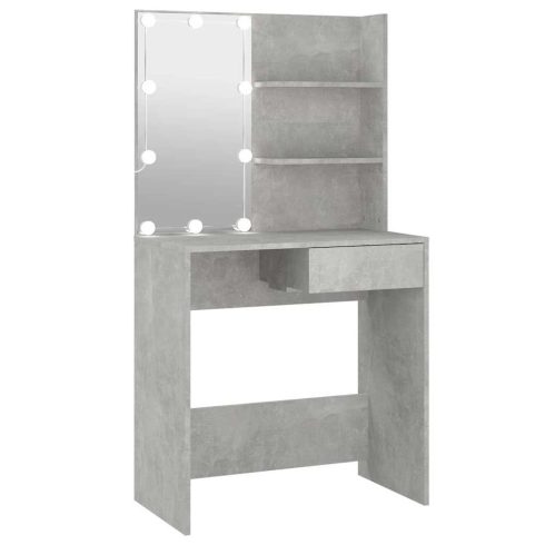 Betonszürke fésülködőasztal LED-del 74,5 x 40 x 141 cm