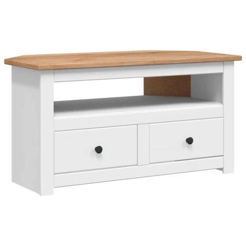Fehér tömör fenyőfa sarok TV-szekrény 93 x 49 x 49 cm