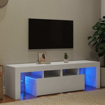 Fehér TV-szekrény LED-lámpákkal 140 x 36,5 x 40 cm
