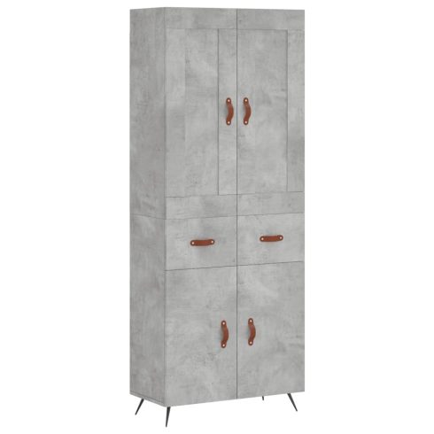 Betonszürke szerelt fa magasszekrény 69,5 x 34 x 180 cm