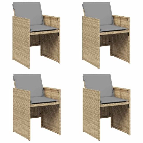 4 db vegyes bézs polyrattan kerti szék párnával