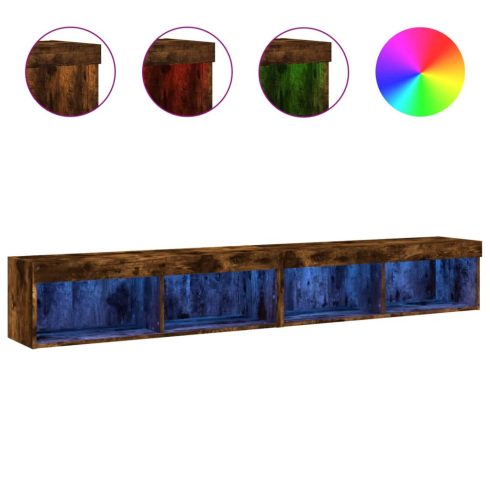 2 db füstös tölgy színű TV-szekrény LED-ekkel 100 x 30 x 30 cm