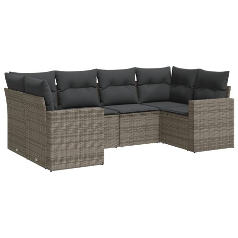 6 részes szürke polyrattan kerti ülőgarnitúra párnákkal
