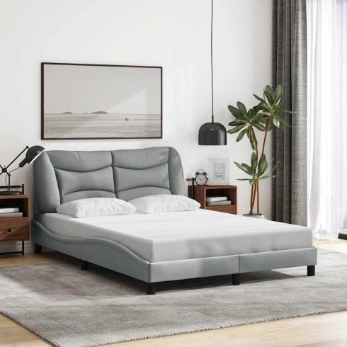 Világosszürke szövet ágykeret matrac nélkül Hvar 140 x 190 cm