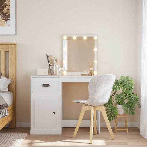 Fehér fésülködőasztal LED-lámpákkal 90x42x132,5 cm