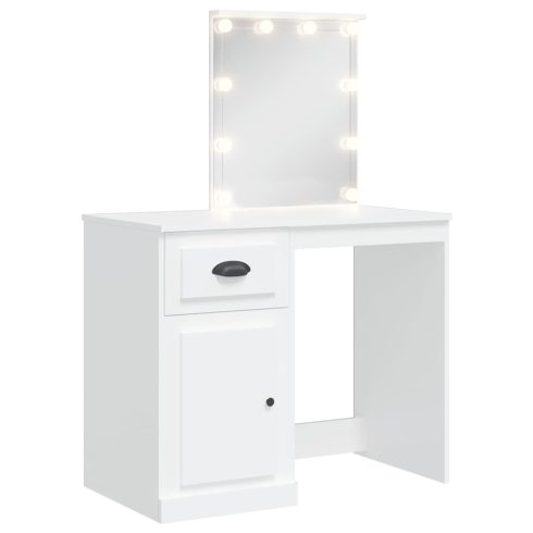 Fehér fésülködőasztal LED-lámpákkal 90x42x132,5 cm