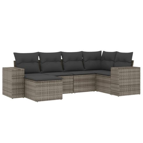 6 részes szürke polyrattan kerti ülőgarnitúra párnákkal