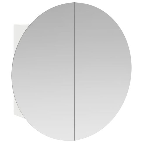 Fehér fürdőszobai szekrény kerek tükörrel/LED-del 47x47x17,5 cm