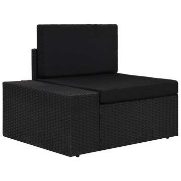 Fekete polyrattan sarokkanapé-elem jobb oldali karfával