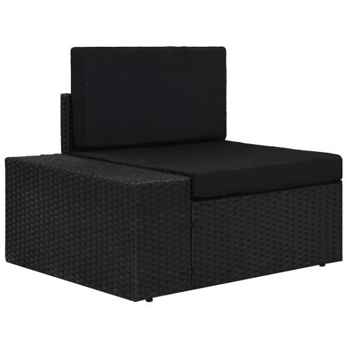 Fekete polyrattan sarokkanapé-elem jobb oldali karfával