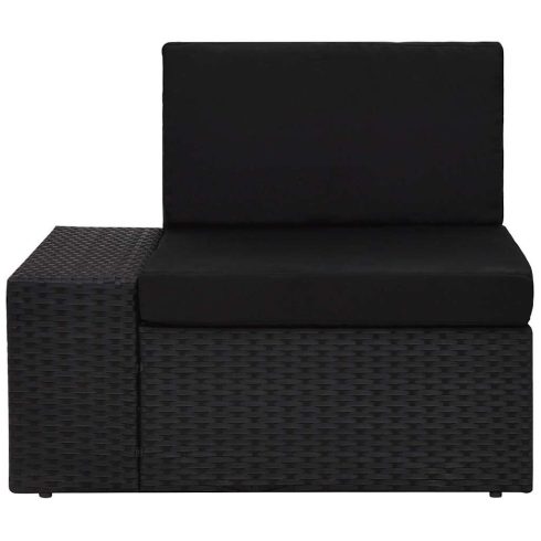 Fekete polyrattan sarokkanapé-elem jobb oldali karfával