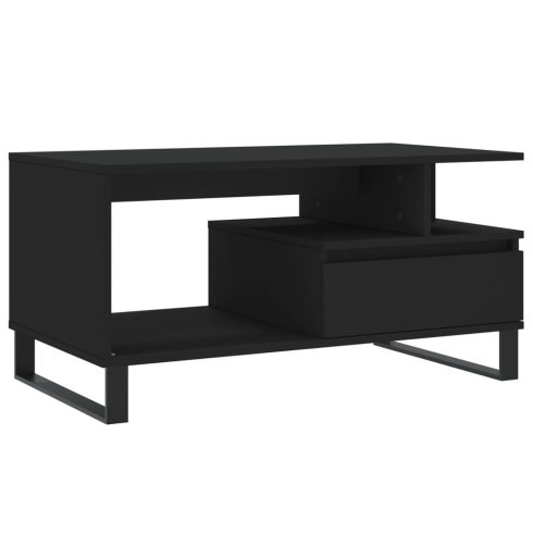 Fekete szerelt fa dohányzóasztal 90 x 49 x 45 cm