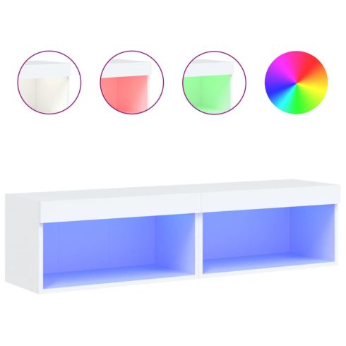 2 db fehér TV-szekrény LED-világítással 60 x 30 x 30 cm
