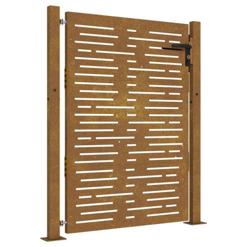 Corten acél kerti kapu 100x125 cm, négyzet alakú kivitelben