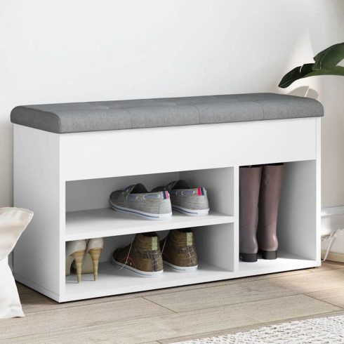 Fehér cipőpad 82 x 32 x 45,5 cm rétegelt fából