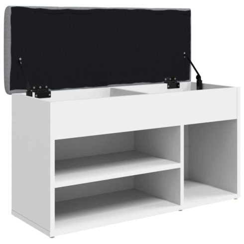 Fehér cipőpad 82 x 32 x 45,5 cm rétegelt fából