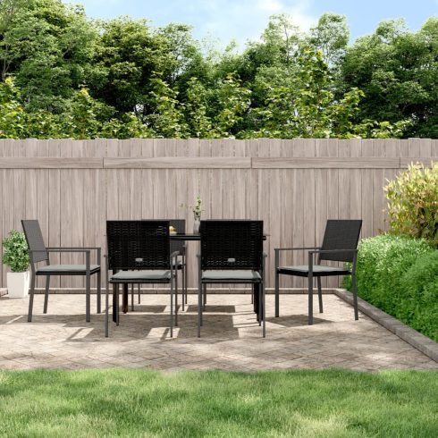 7 részes polyrattan és acél kerti étkezőgarnitúra párnával