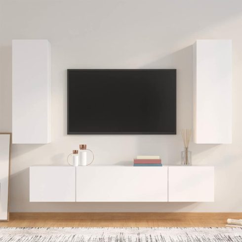 4 részes fehér szerelt fa TV-szekrényszett
