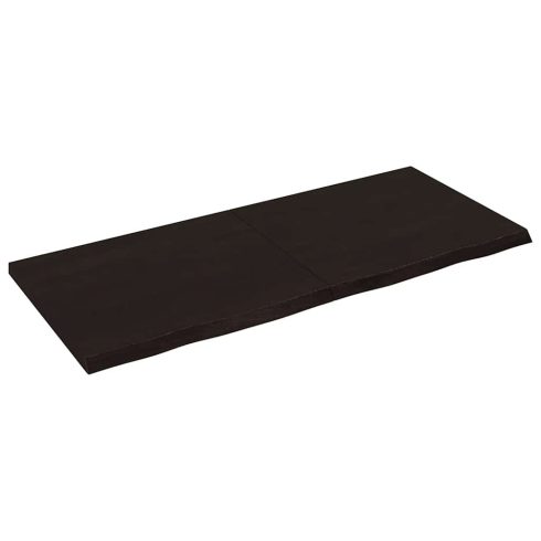 Sötétbarna kezelt tömör fa fürdőszobai pult 140x60x(2-4) cm