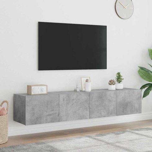 2 db betonszürke fali TV-szekrény LED-del 80x35x31 cm