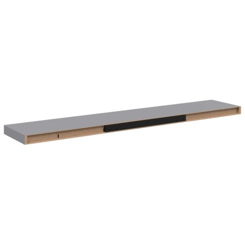 2 db szürke MDF lebegő fali polc 120 x 23,5 x 3,8 cm