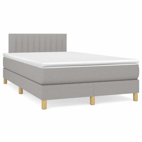 Világosszürke szövet rugós és LED-es ágy matraccal 120x190 cm
